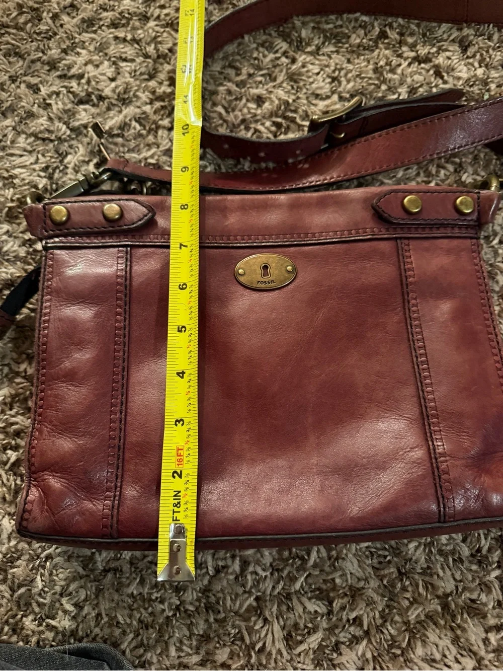 Fossil Burgundy Leather Crossbody Bag
